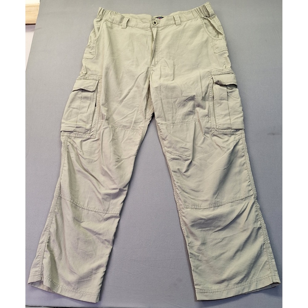 RailRiders Mens Cargo Hiking Pants Khaki Tan Ripstop Nylon Size Large outdoor